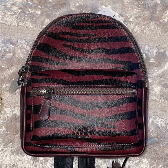 coach backpack red and black